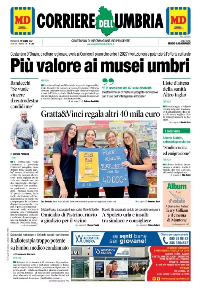 Prima-pagina-corriere umbria-del-2024-07-17